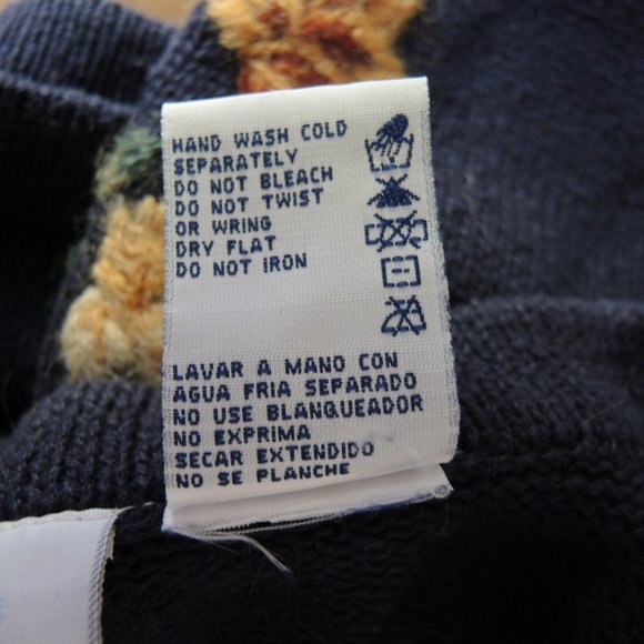 Bobbie Brooks Embroidered Sweater Dark Blue with Flowers & Leaves Size Medium - Picture 9 of 10